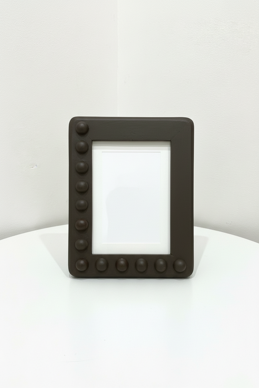 Cadre Décoratif Perles en Relief — Bois de Manguier