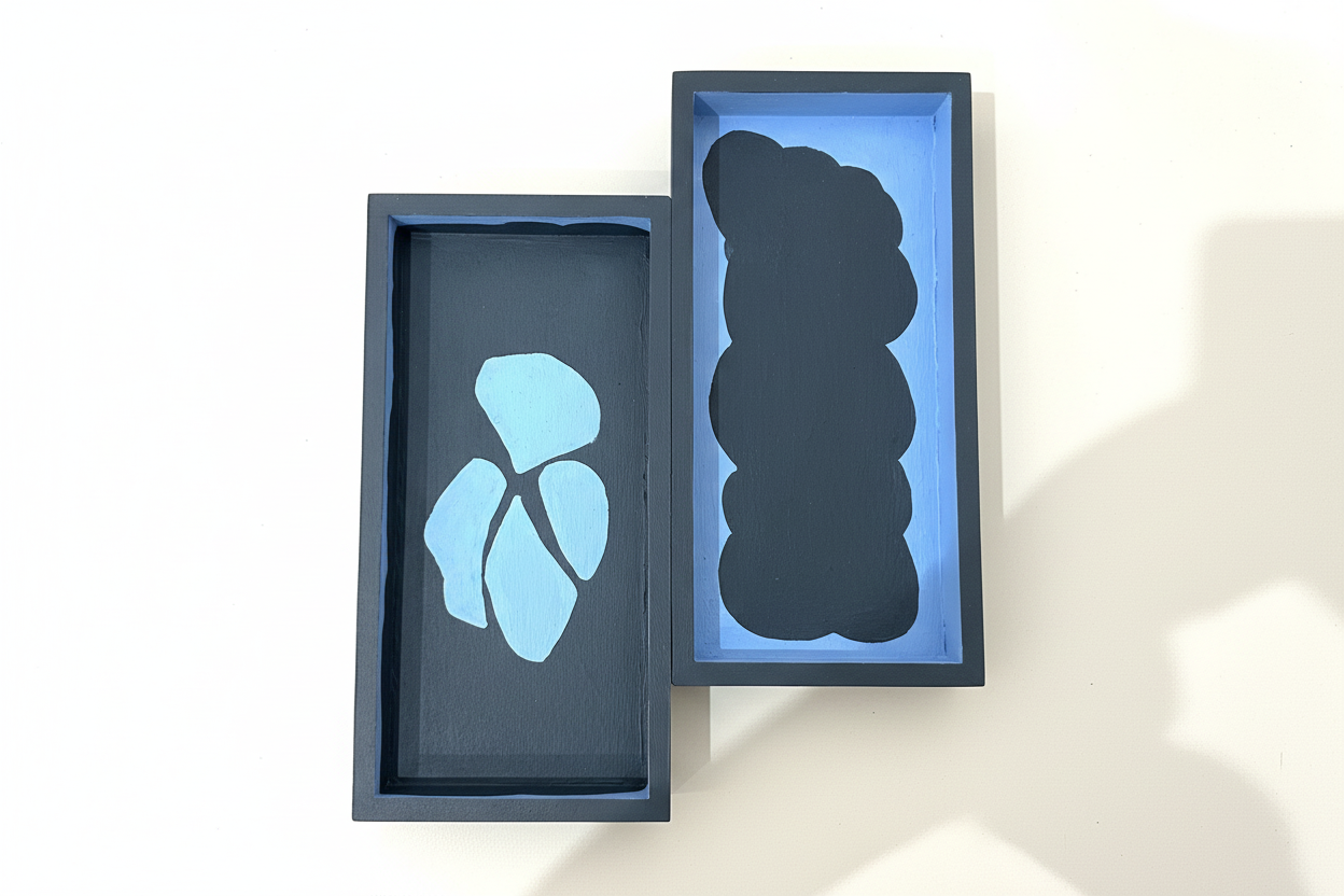 Duo de Plateaux Décoratifs Rectangulaire Bleu Marine