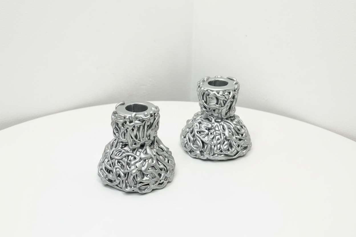 Duo de Bougeoirs Métallisés minimaliste