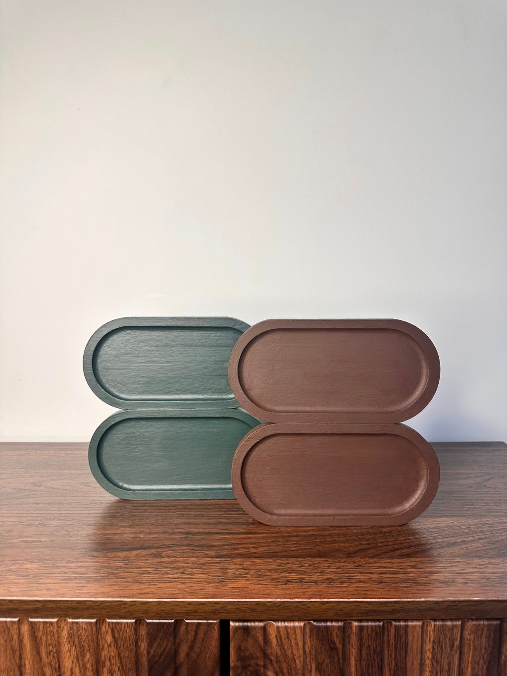 DOUBLE PLATEAU EN BAMBOU VERT OLIVE - DÉCORATIF DESIGN