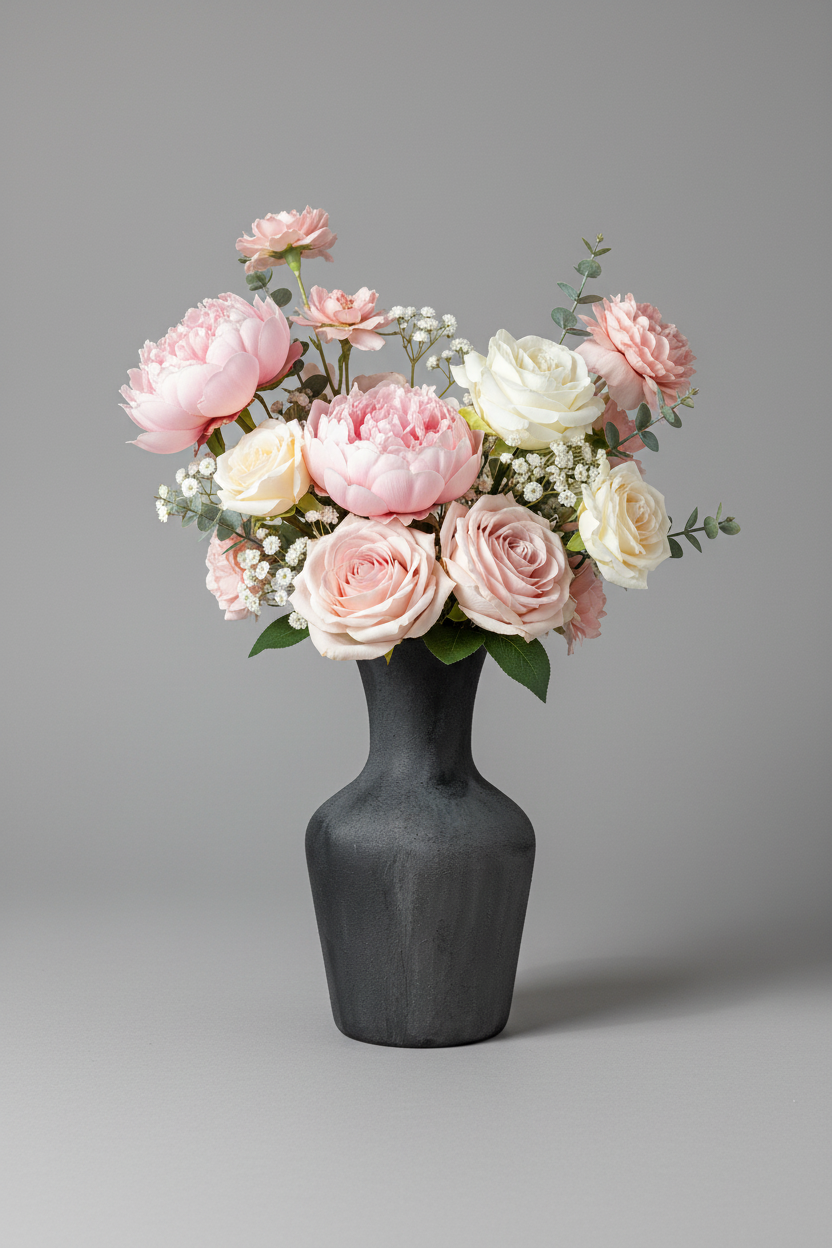 Vase gris noir texture granuleuse