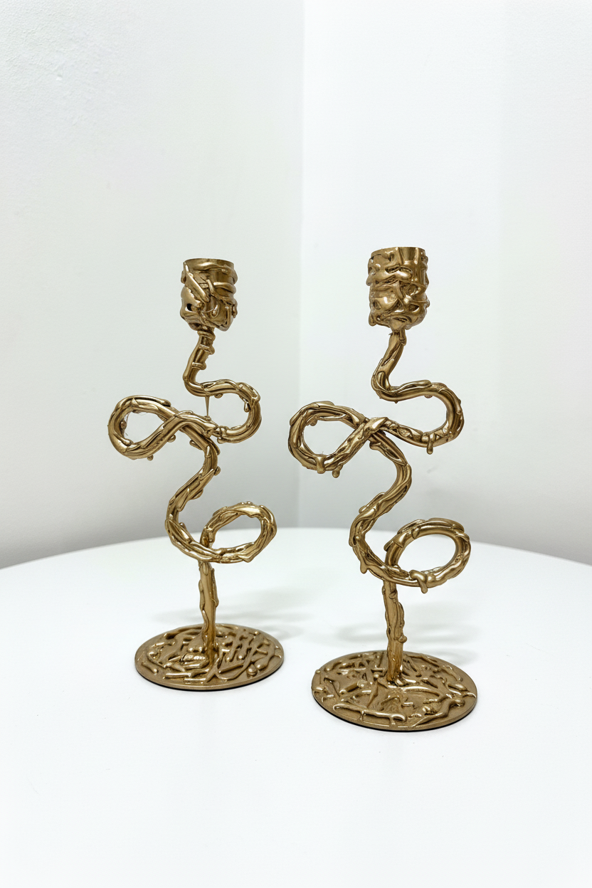 Bougeoirs Serpent Doré — Set de 2