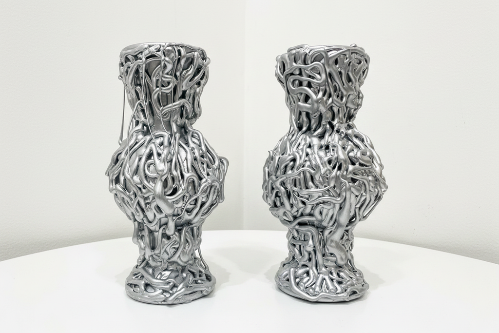 Duo de Vase Organique Ghotique  Argenté