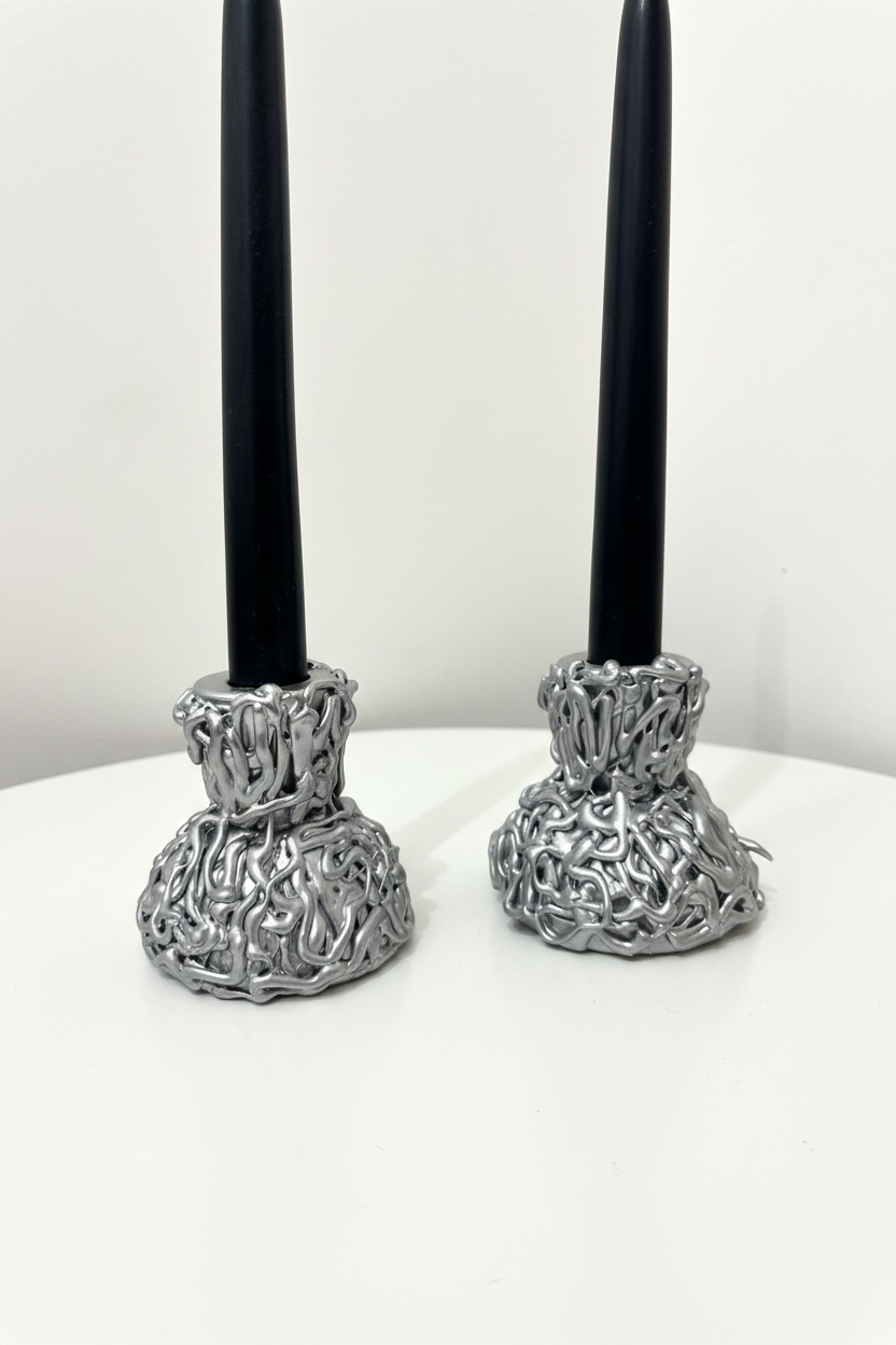 Duo de Bougeoirs Métallisés minimaliste
