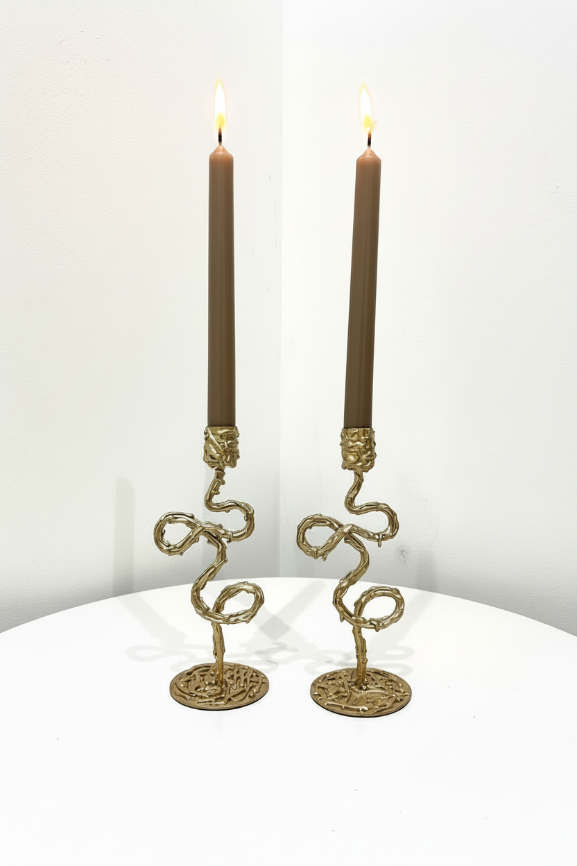 Bougeoirs Serpent Doré — Set de 2