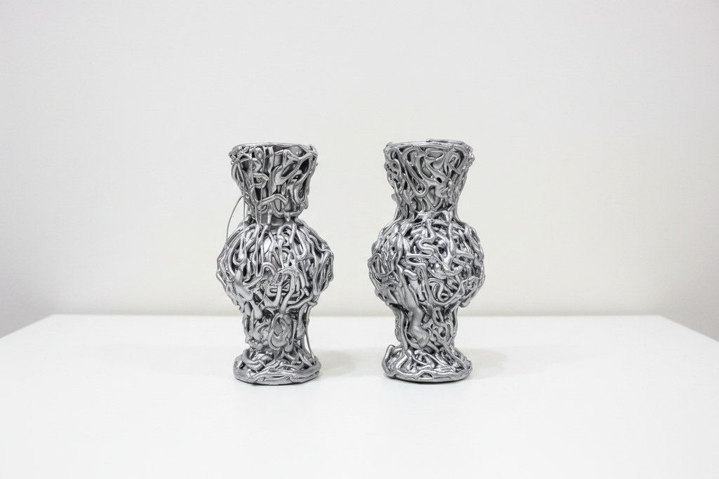 Duo de Vase Organique Ghotique  Argenté