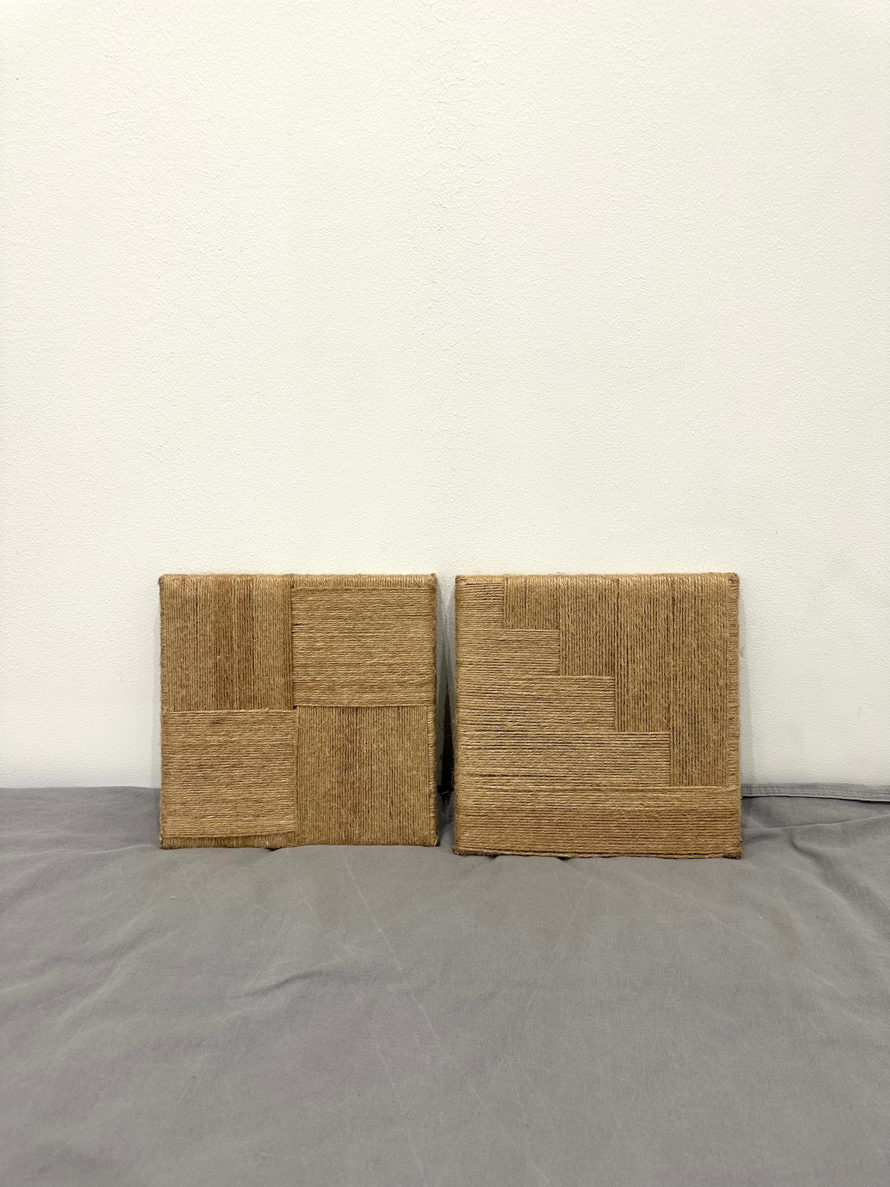 Duo de Toiles Texturées en Jute – Art Mural Naturel