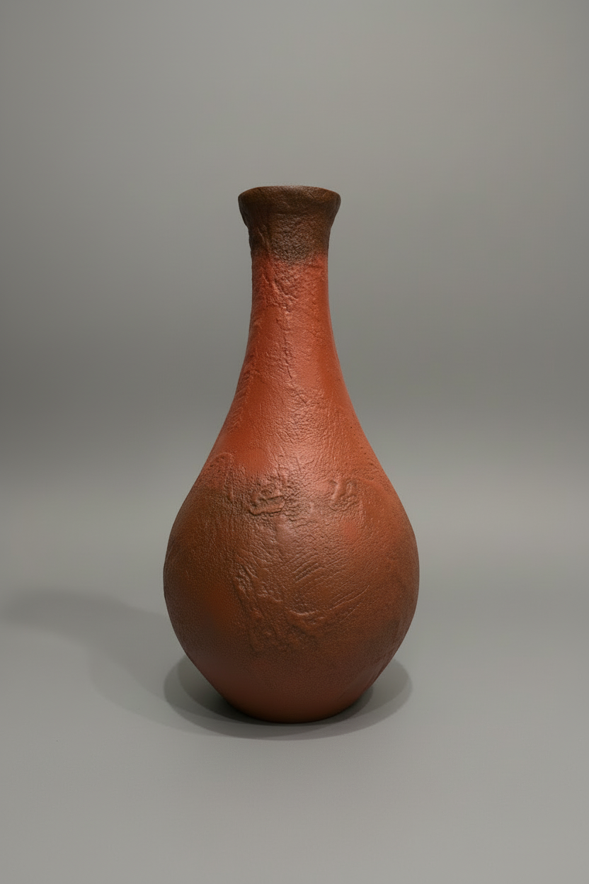 Vase bouteille évasé en verre texturé - terracotta dégradé