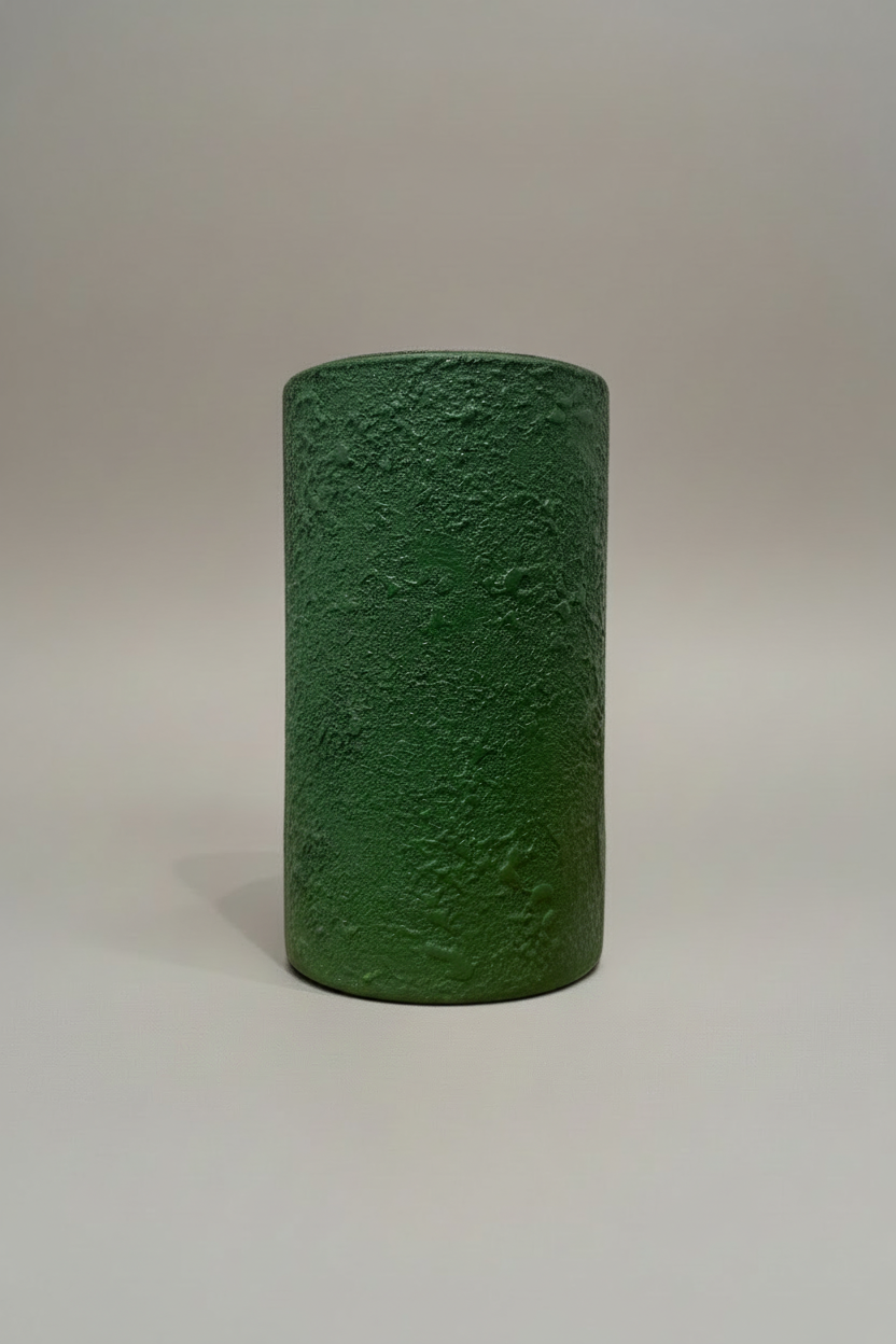 Vase cylindrique verre texturé vert forêt