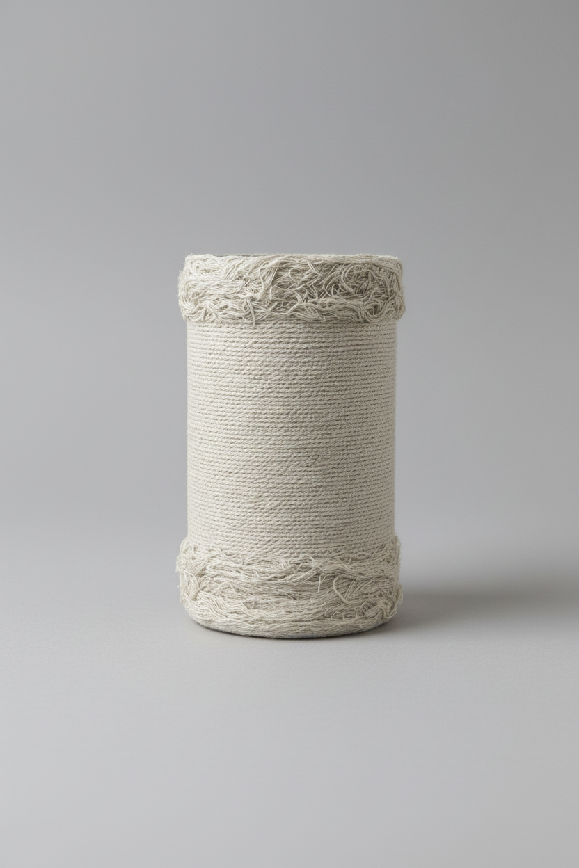 Vase cylindrique en verre avec macramé naturel