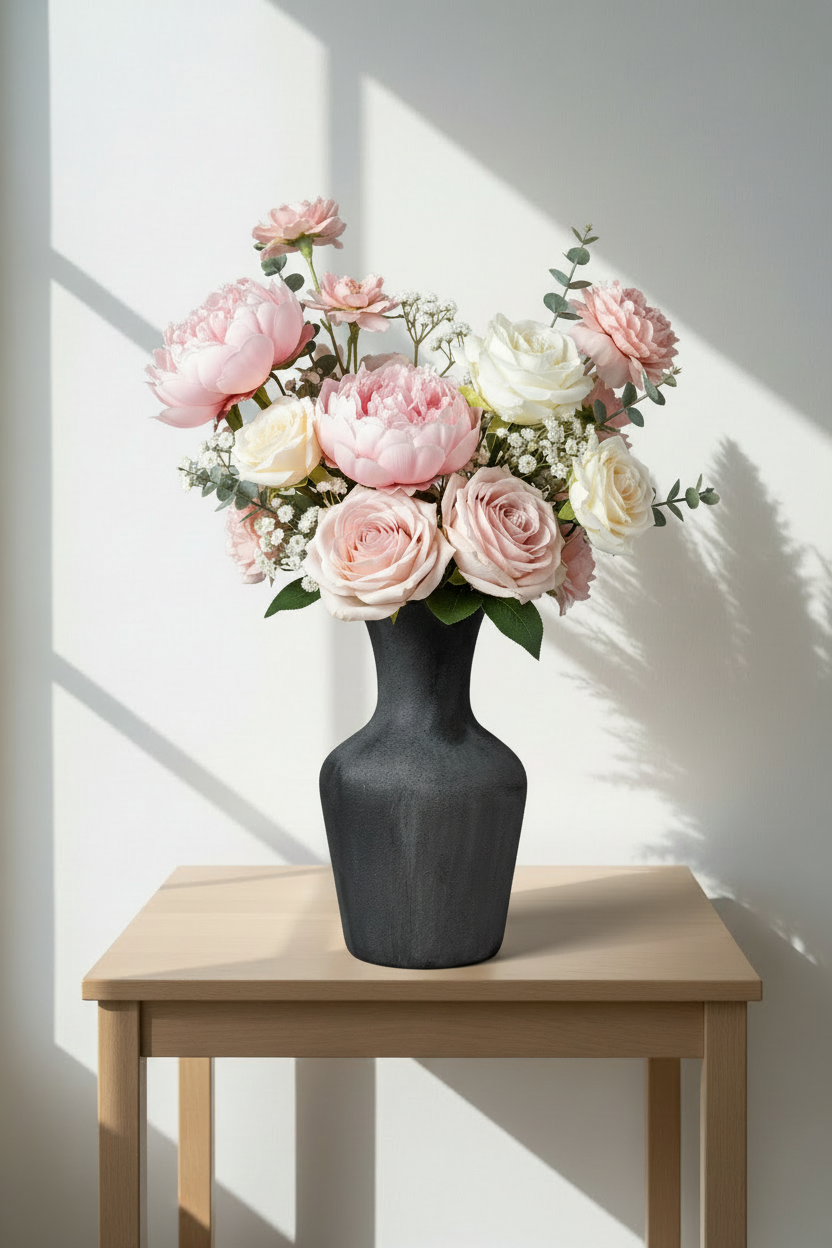 Vase gris noir texture granuleuse