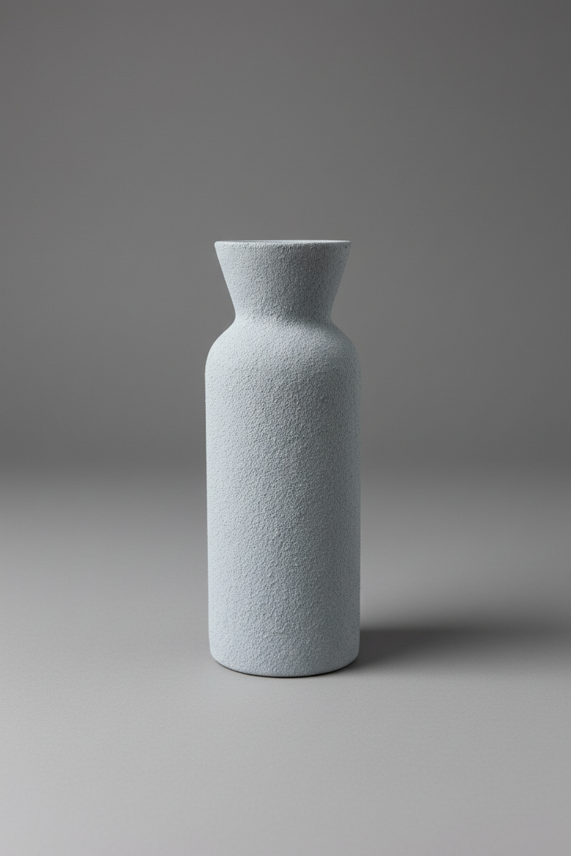 Vase bouteille texturé blanc granuleux