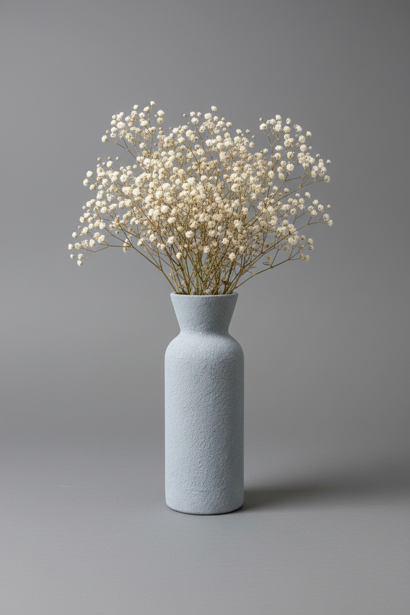 Vase bouteille texturé blanc granuleux