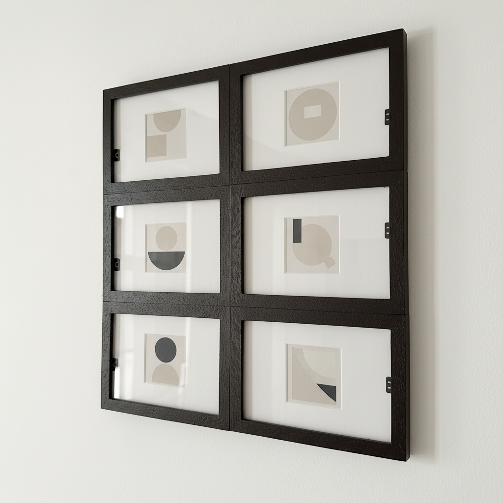 Cadre multi-vues 6 photos bois texturé marron granuleux
