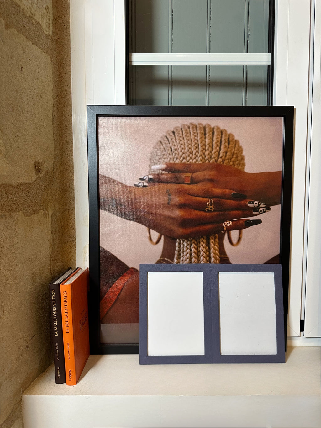 Cadre photo double texture granuleuse