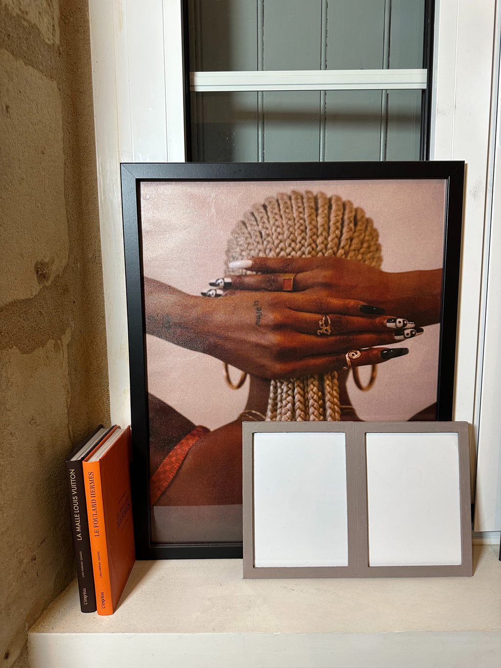 Cadre photo double texture granuleuse