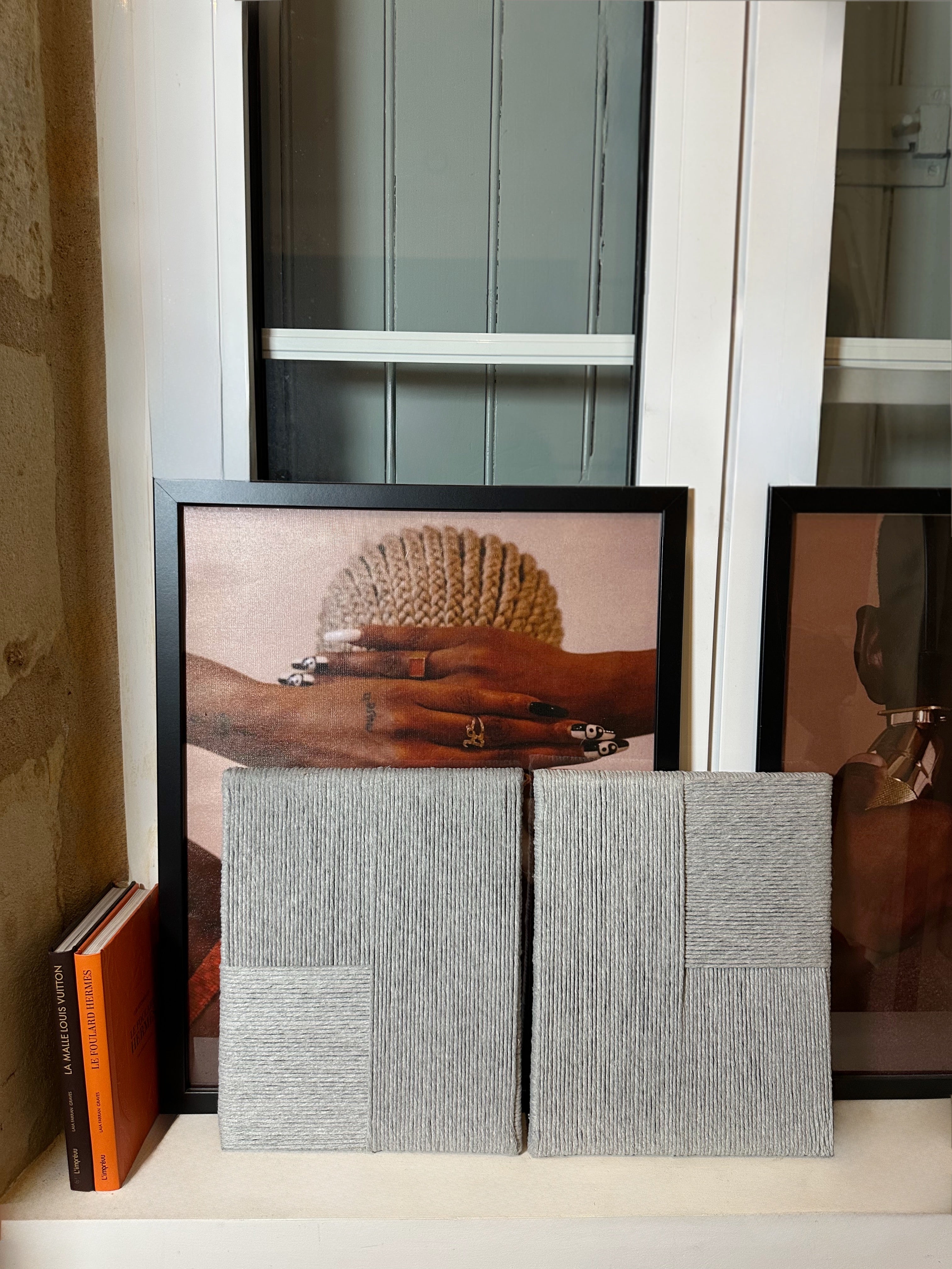 Tableau mural textile - composition minimaliste grise