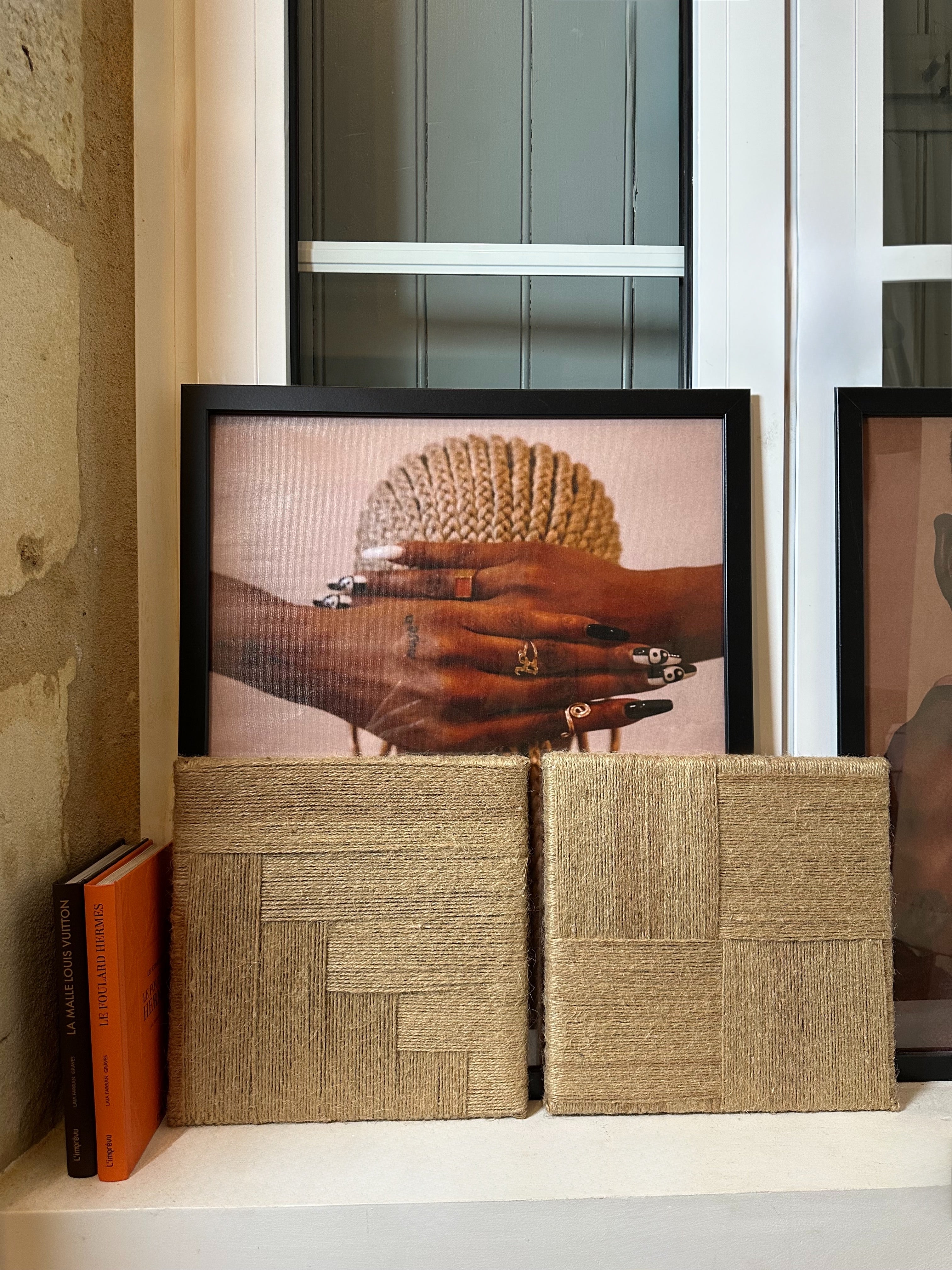 Trame naturelle - duo de panneaux décoratifs en toile de jute