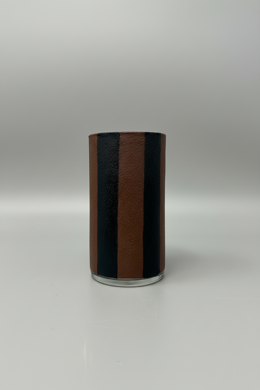 Vase en Verre à bandes alternées Duo Marron Noir