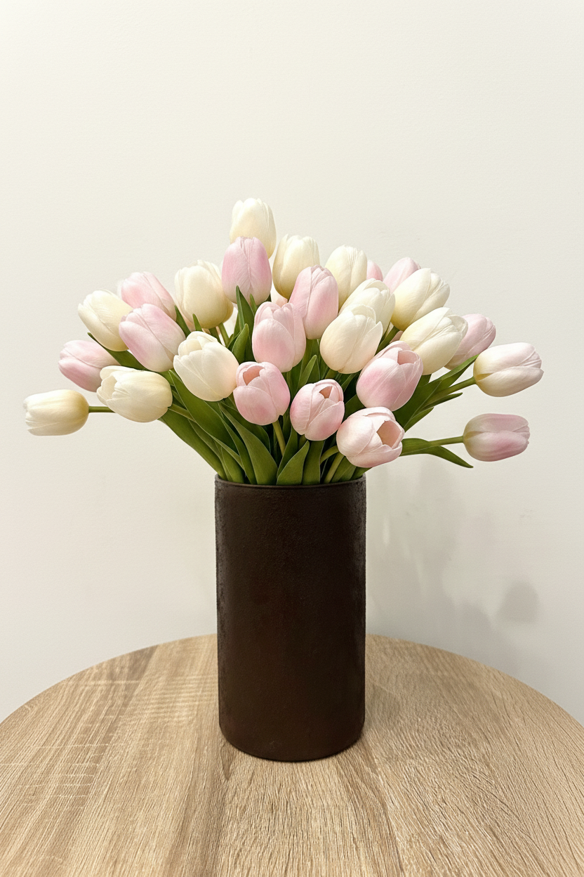 Vase en verre texturé marron brute