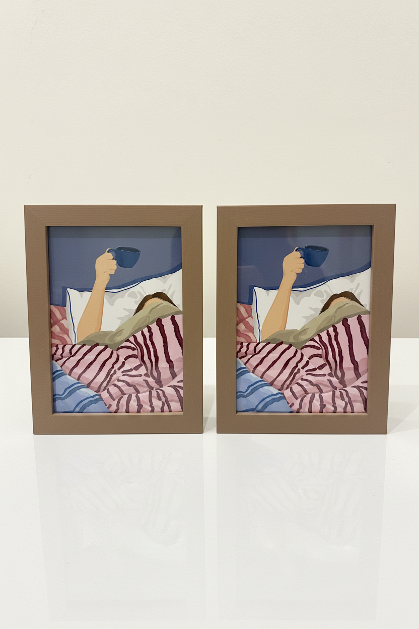Duo de Cadres Photo en Bois Brun Beige