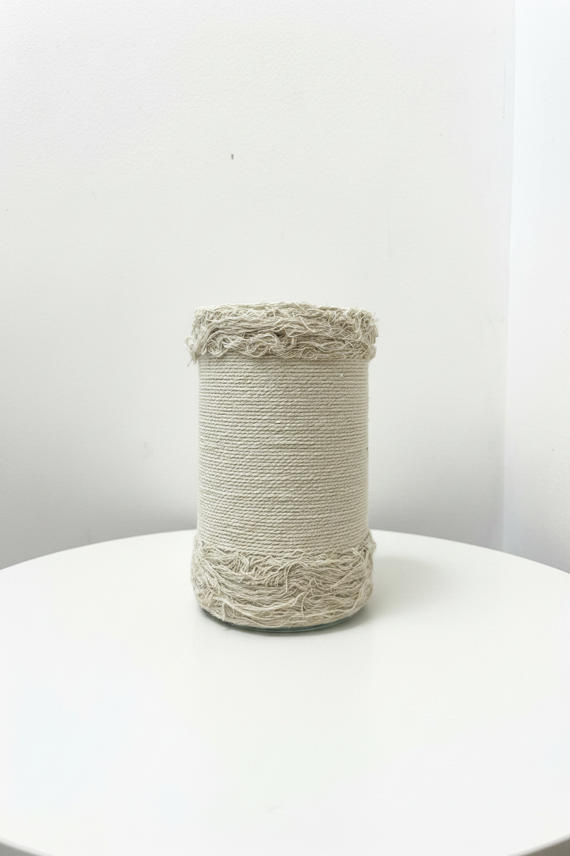 Vase Corde Tressée Beige Style Bohème